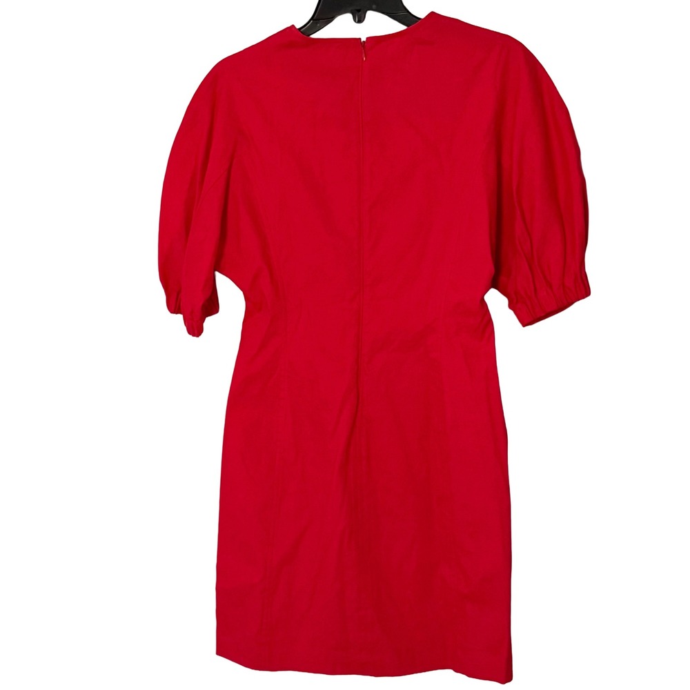 A.L.C. Valenti Puff Voluminous Sleeve Mini Dress in Fluor Red - 4 - Picture 3 of 6